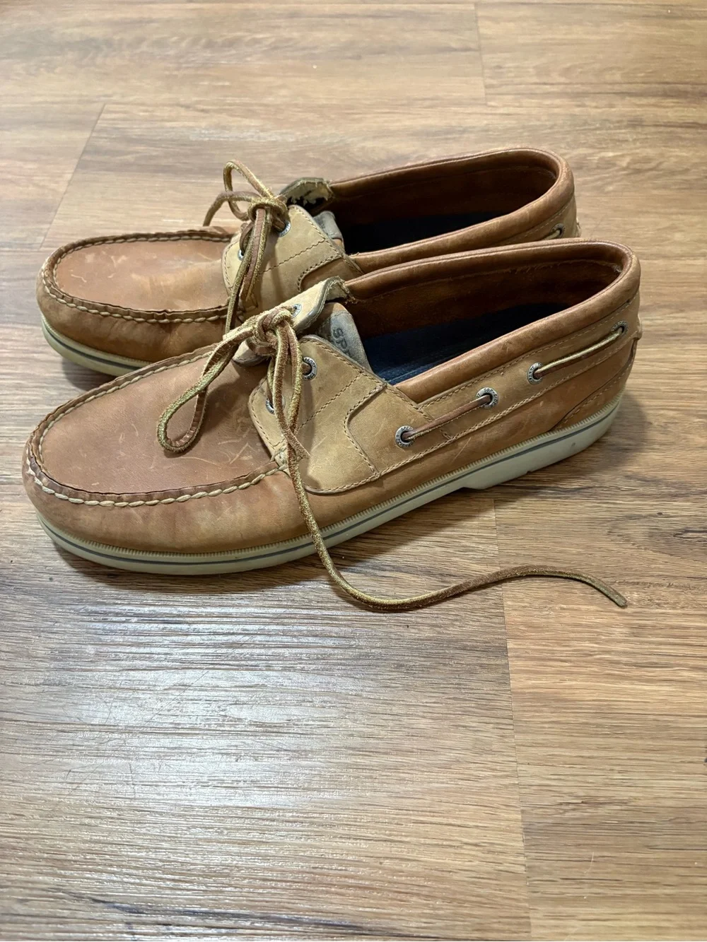 Sperry Top-Sider Men’s Leather Boat Shoes Brown Size 11.5W Wide Lace Up